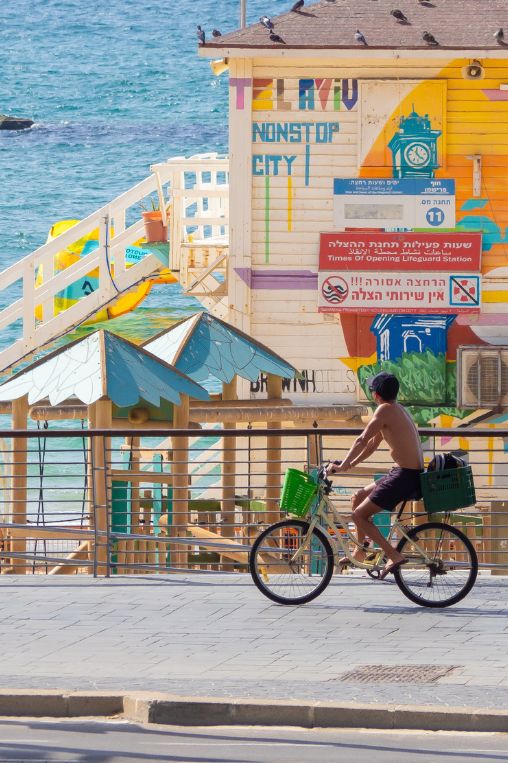 Biking in Tel Aviv coastline