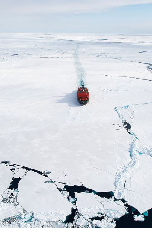 Cutting through ice North Pole
