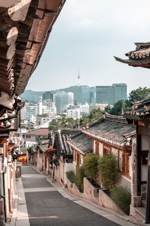 View Bukchon Hanok Village Seoul South Korea