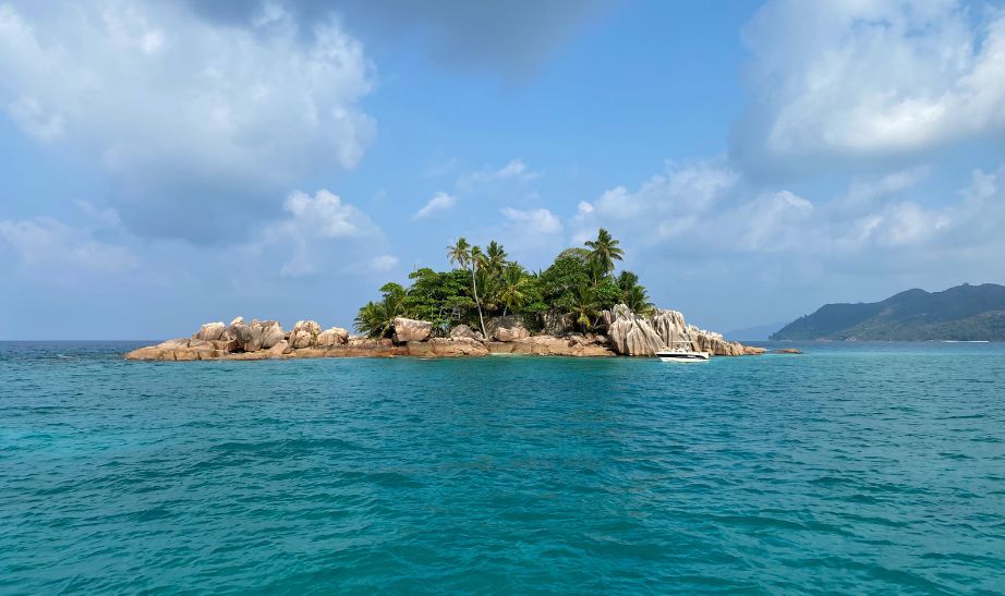 islet in Baie Sainte Anne Seychelles