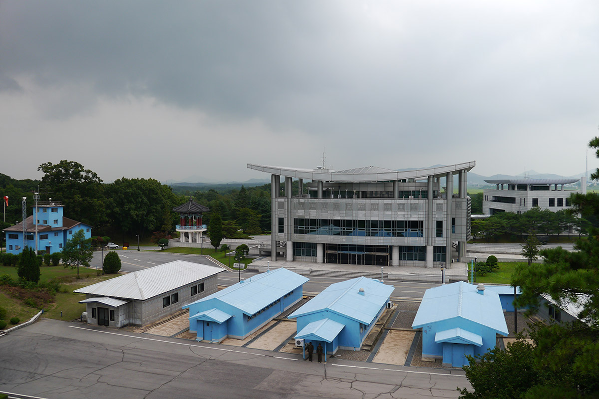Panmunjom, also known as 'No Man's Land' runs through the middle of the DMZ in Korea