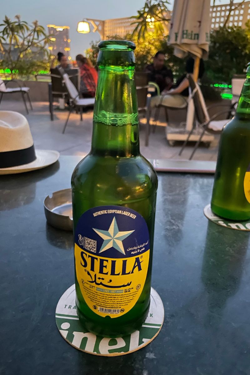 Egyptian Stella beer at Cairo's Carlton Roof Garden