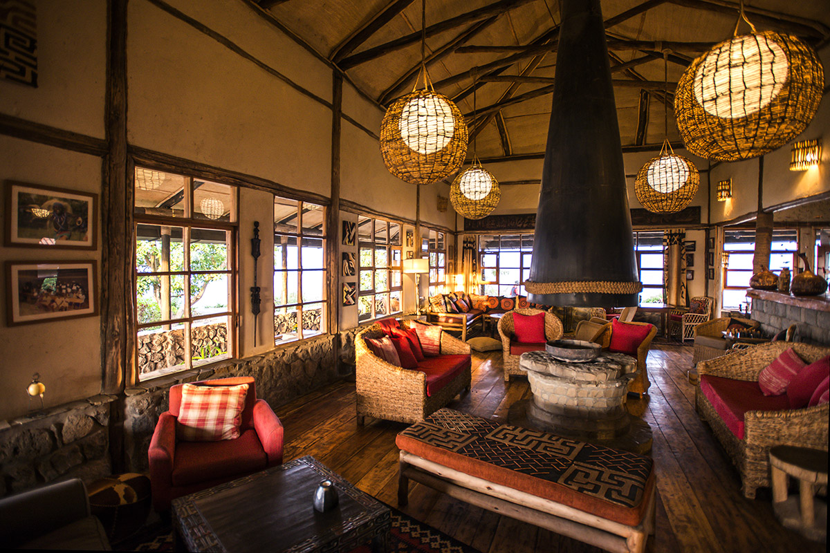 Virunga lodge reception, luxury hotels in Rwanda