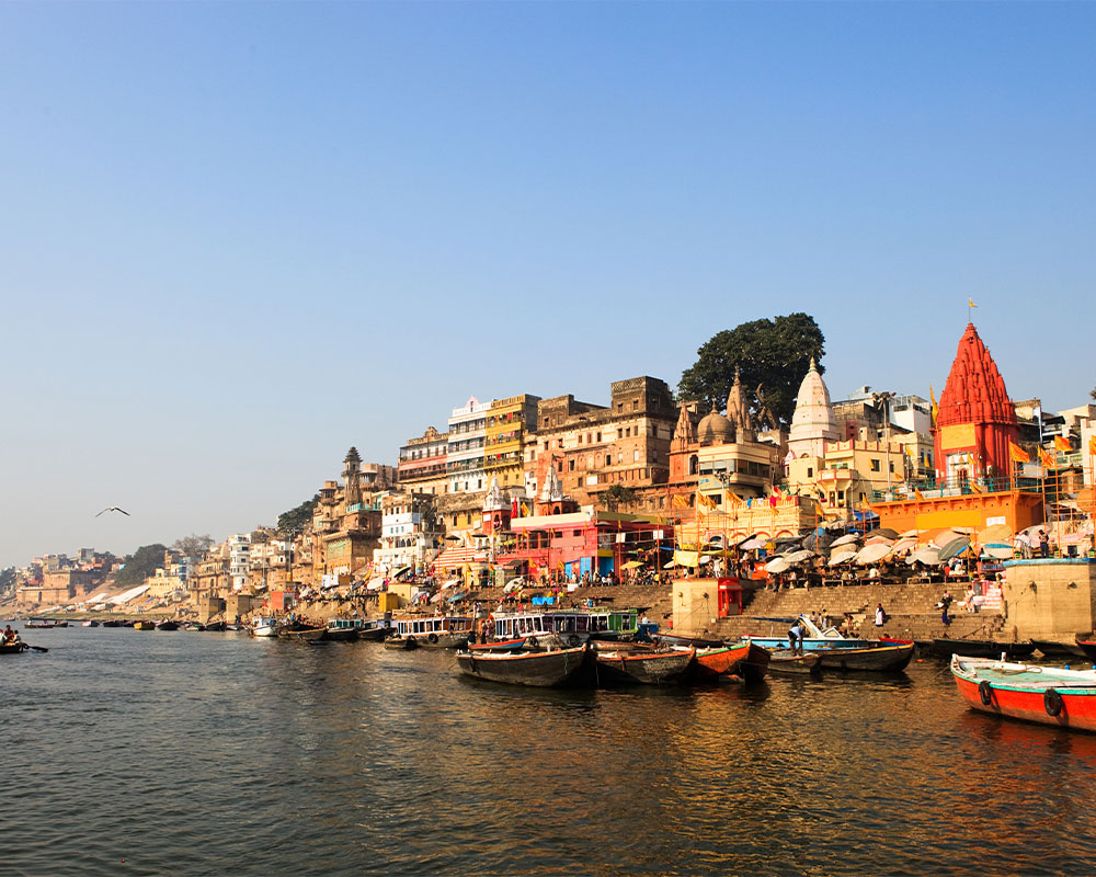 India Holy City of Varanasi on the Ganges river