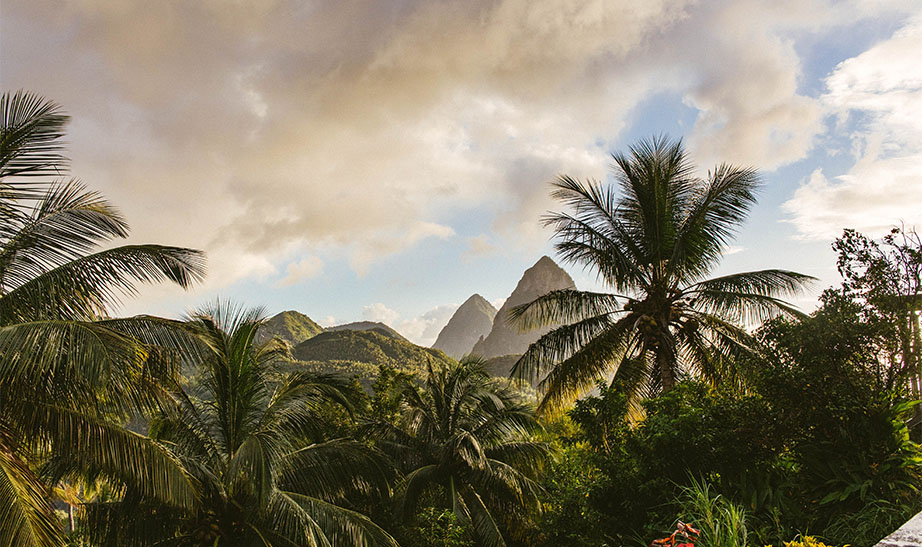st lucia pitons view
