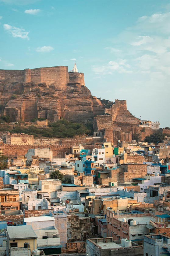 Mehrangarh Fort in the Blue City of Jodhpur, India.