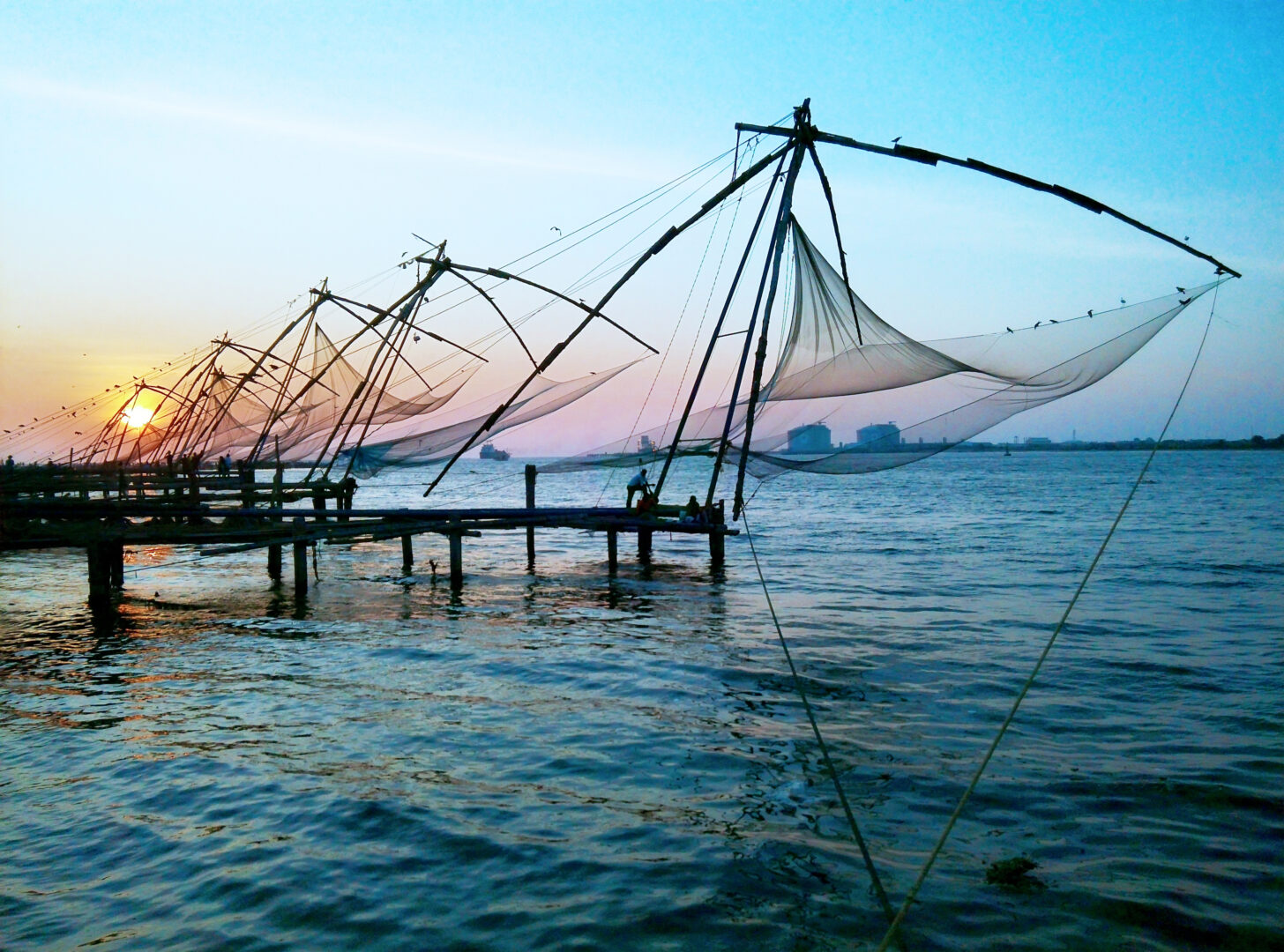 Chinese Fishing Nets at sunset, Fort Kochin, India