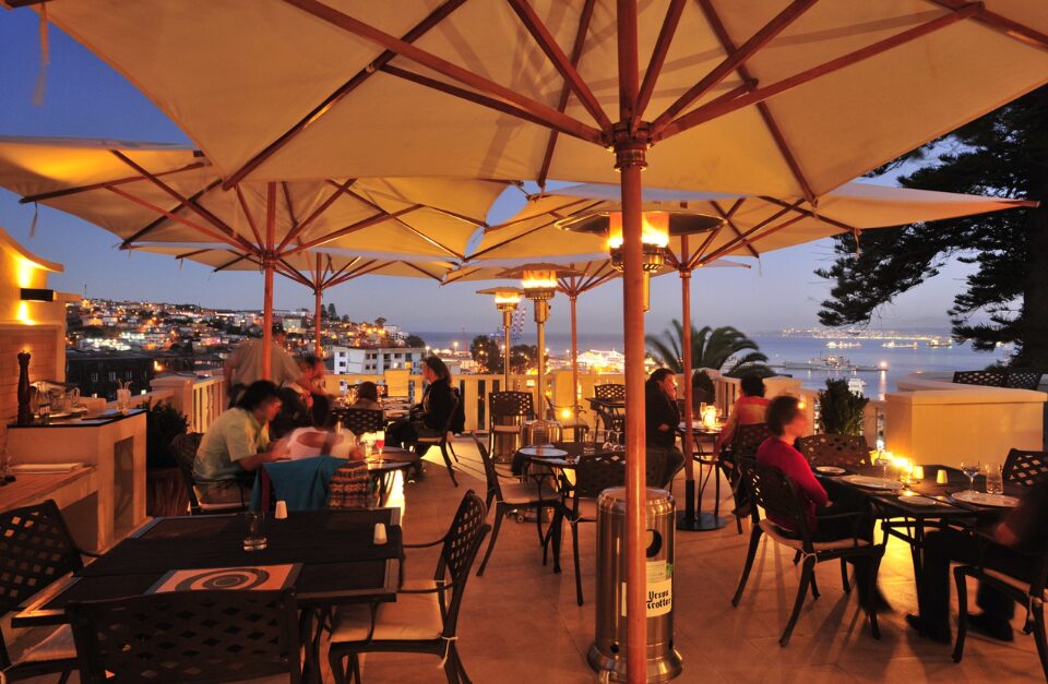 terrace at dusk -Casa Higeras, Valparaiso, Chile