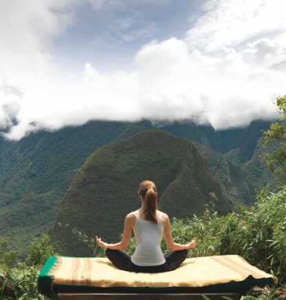 Yoga with Machu Picchu Views, Belmond Sanctuary Lodge, Machu Picchu, Peru