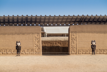 Adobe walls at archeological site Chan Chan