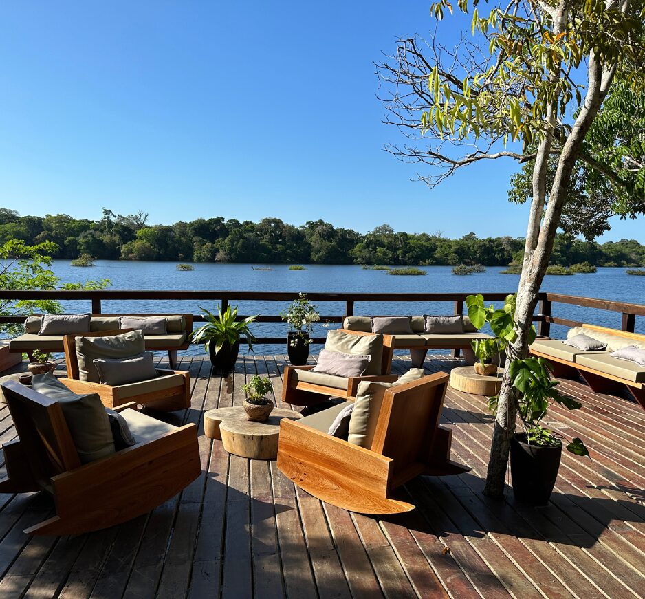 Reception deck, Juma Lodge,, Amazon, Brazil