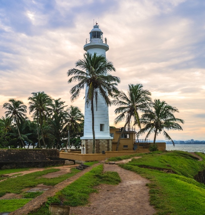 Galle Lighthouse and coast in Galle, Sri Lanka