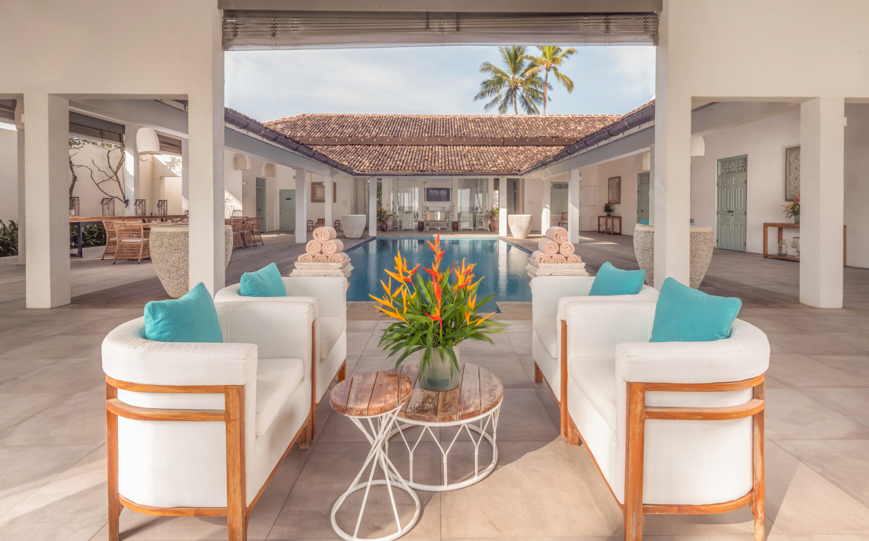 lounge of the luxury villa with a private pool in Sri Lanka