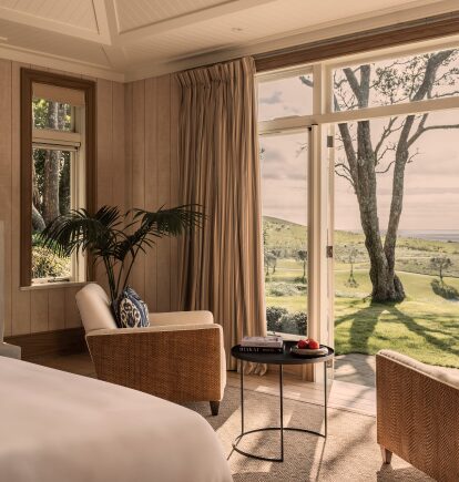 Two Bedroom Villa Master Bedroom, Rosewood Kauri Cliffs, Matauri Bay, New Zealand