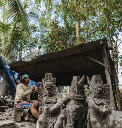 Volcanic Rock Carving, Amankila, Bali, Indonesia