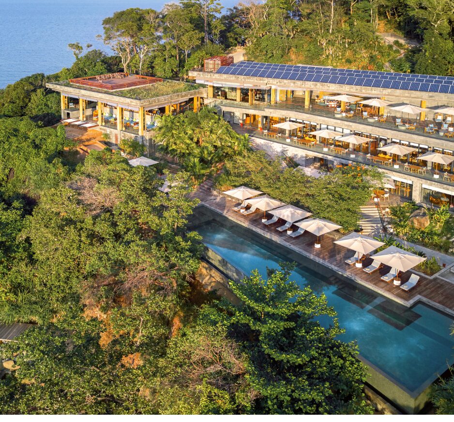 Aerial view of the Khmer House, Six Senses, Krabey Island, Cambodia