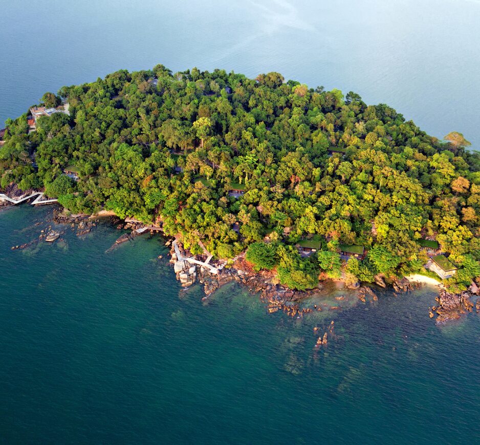 Aerial view, Six Senses, Krabey Island, Cambodia
