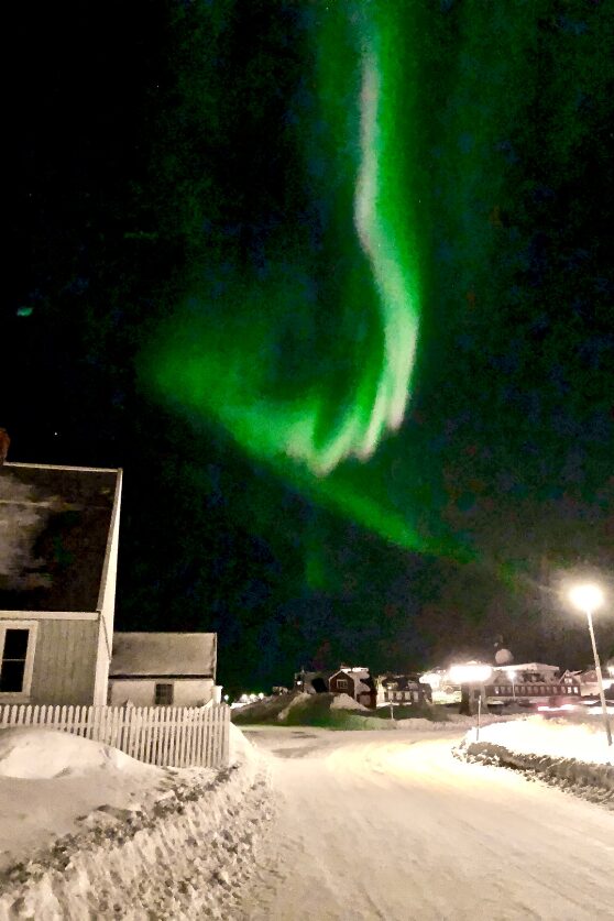 Aurora shining over the capital city