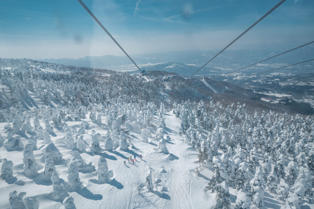 Beautiful frost-covered trees in Zao, Yamagata. Japan Seasons.