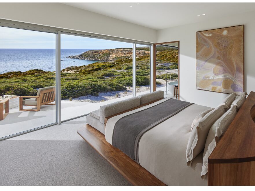Bedroom, Pavilion West, Southern Ocean Lodge, Kangaroo Island, South Australia, Australia