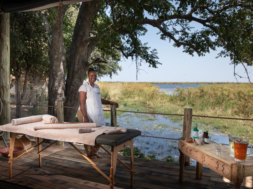 Outdoor spa treatments at Sitatunga Private Island Camp in the Okavango Delta