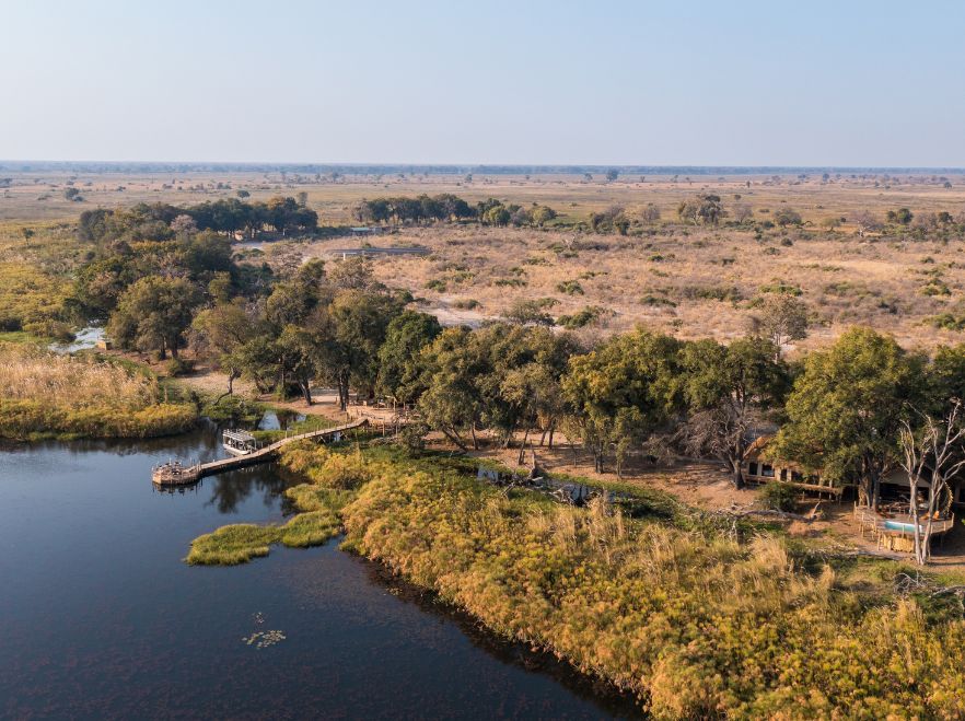An aerial view near Sitatunga Private Island Camp in the Okavango Delta