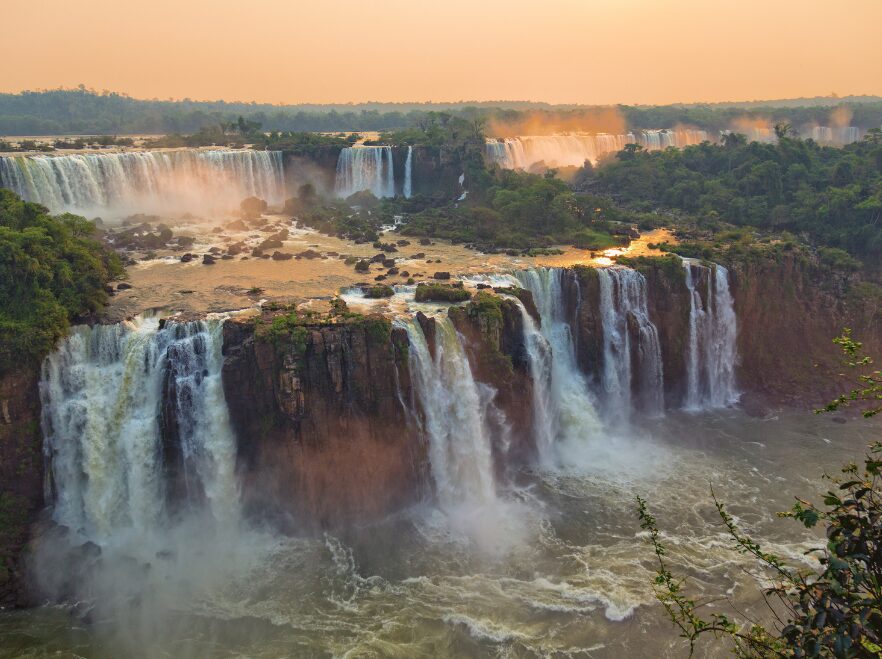 Iguazú Falls at sunset