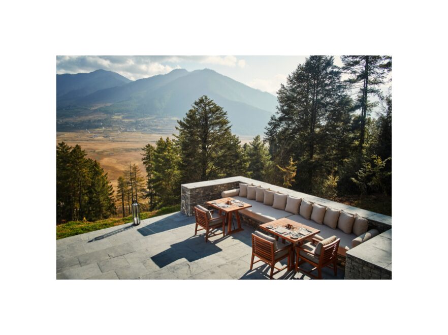 Terrace at Baa Zam Restaurant, Six Senses, Gangtey, Bhutan