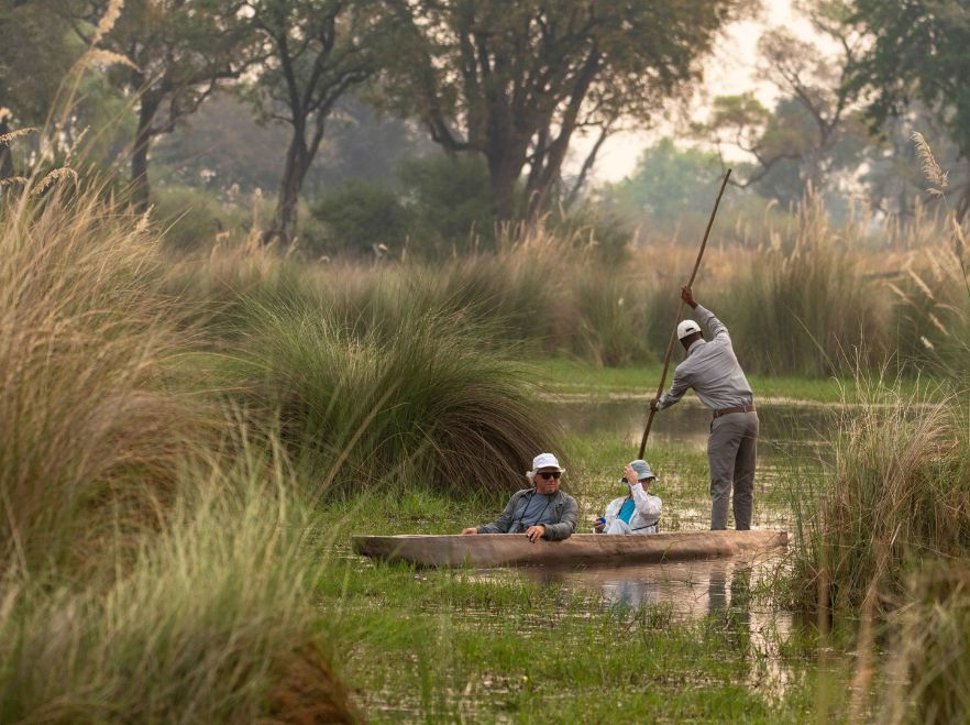 Exploring by mokoro from North Island, Okavango Delta, Botswana