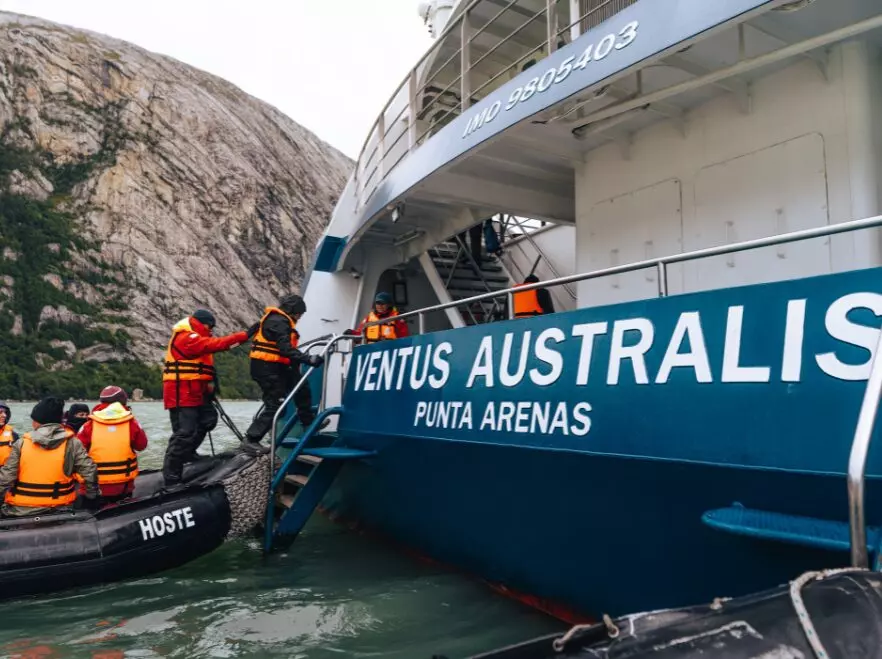 Boarding a zodiac ahead of a shore landing