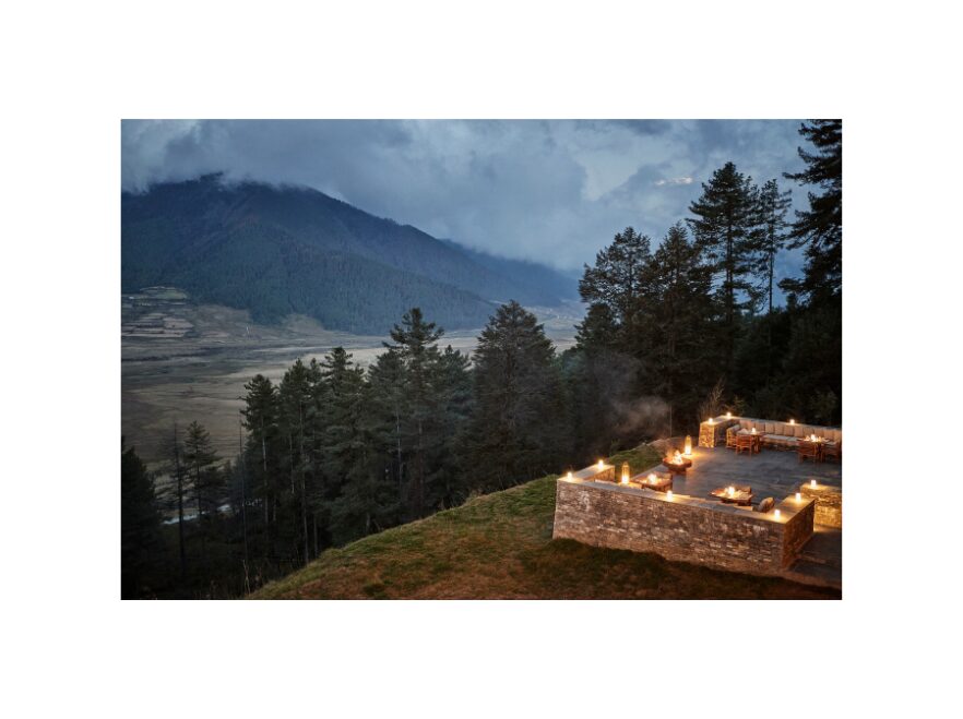 Terrace at Baa Zam Restaurant, Six Senses, Gangtey, Bhutan