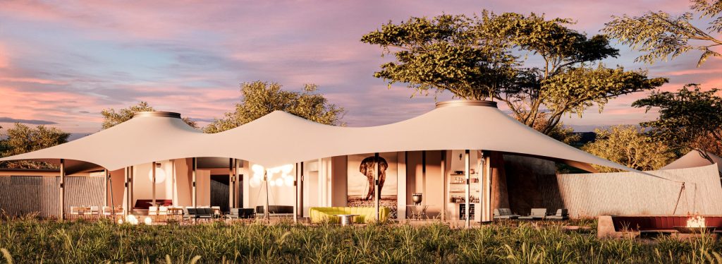 Exterior shot of the Angama Amboseli Guest area, beautiful canvased building in the AMBOSELI NATIONAL PARK.