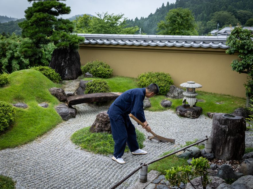 Gardener in the Stone Garden, Sasayuri-Ann, Nara, Japan