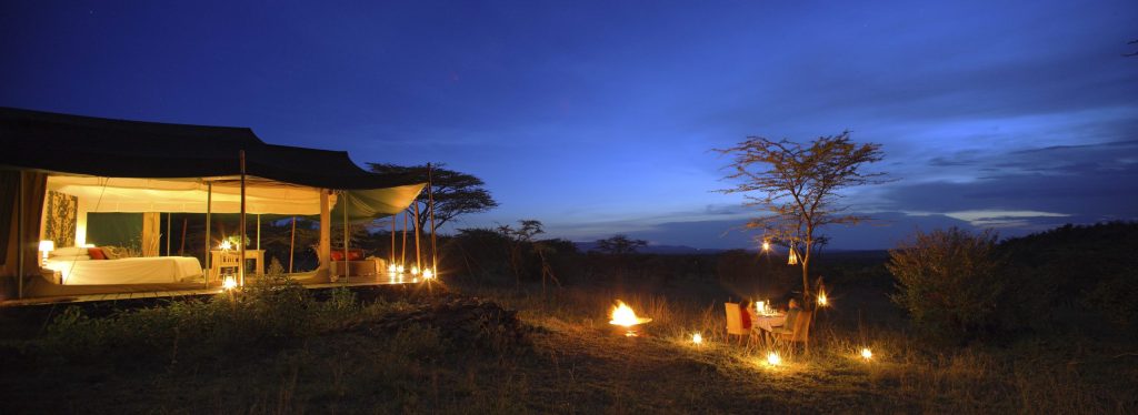 Exterior of Kicheche Valley Camp at nightfall