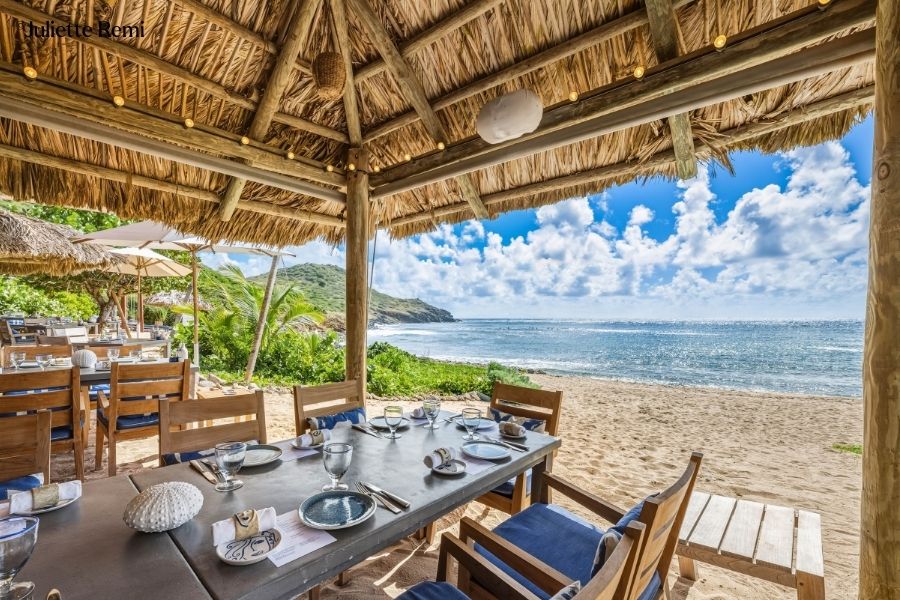 Beachfront restaurant at Le Toiny, St Barths